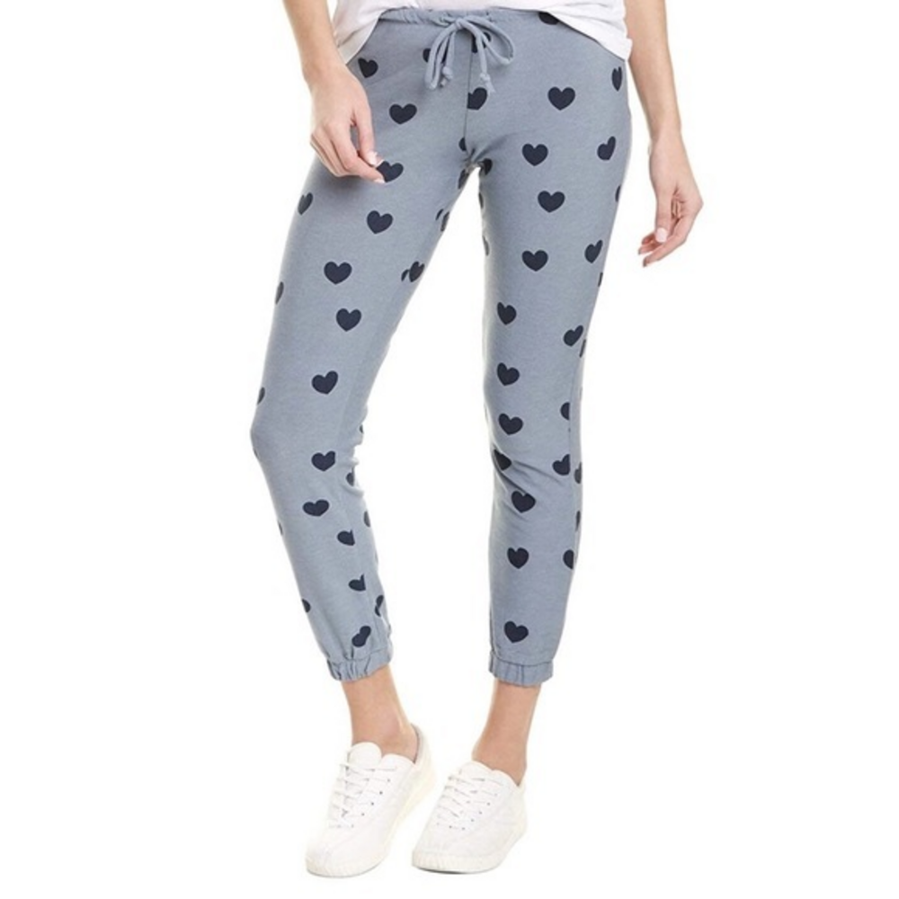 CHASER Cozy Knit Heart Print Lounge Pants Drawstring‎ Joggers